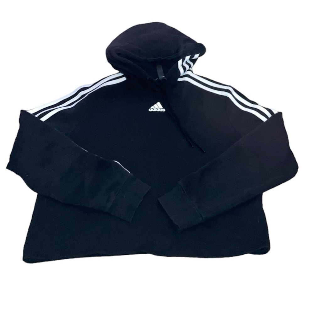 Adidas hoodie cropped black sweatshirt size medium